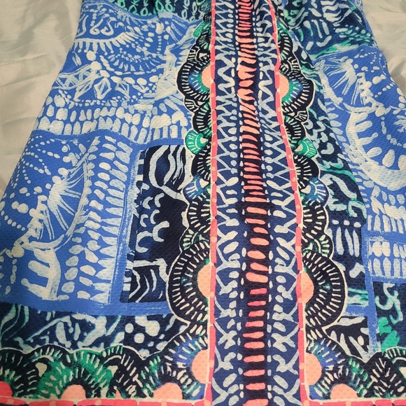Lilly Pulitzer Shift Dress-blue teal neon pink - Picture 8 of 11